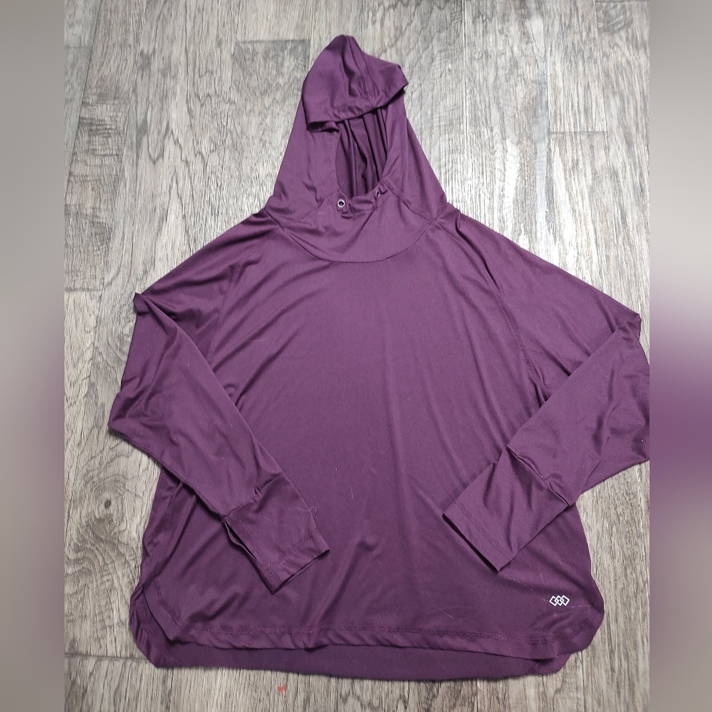 Leg3nd burgandy hooded performace shirt Long sleeve Men's Size 1X